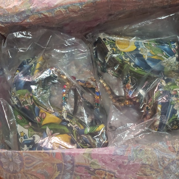 Dolce & Gabbana Multicolor Rhinestone Blue Floral Platform Wedge Sandal 6 1/2 - Picture 10 of 11